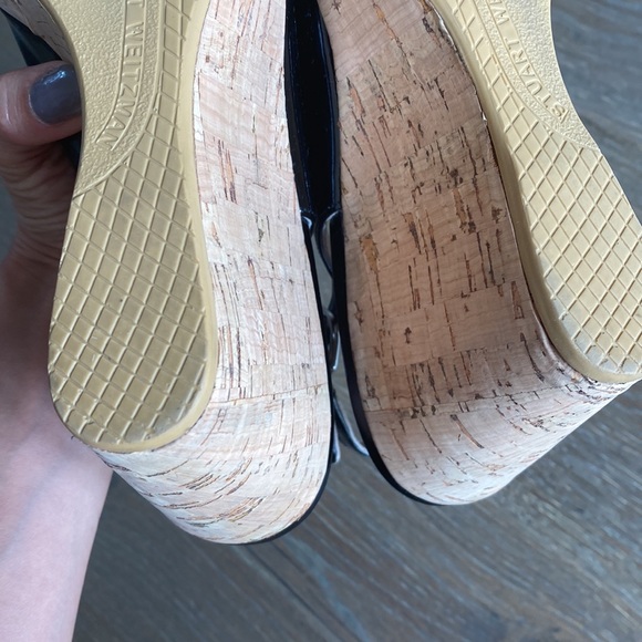 Like new! Stuart Weitzman Black patent leather cork wedges NWOT - Picture 3 of 6